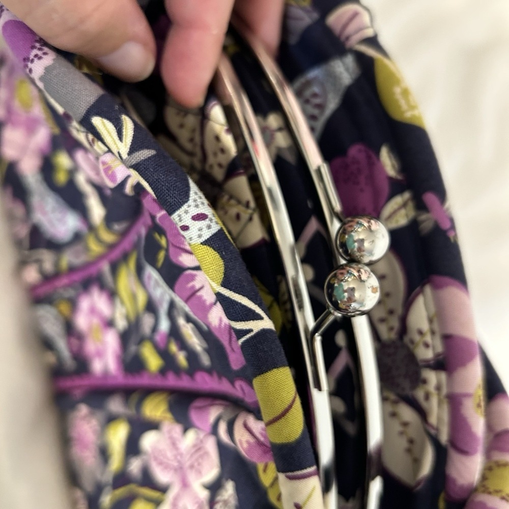 Vera Bradley Night Owl Quilted Cotton Kiss Lock Frame Shoulder Bag Floral Bird - Picture 5 of 12